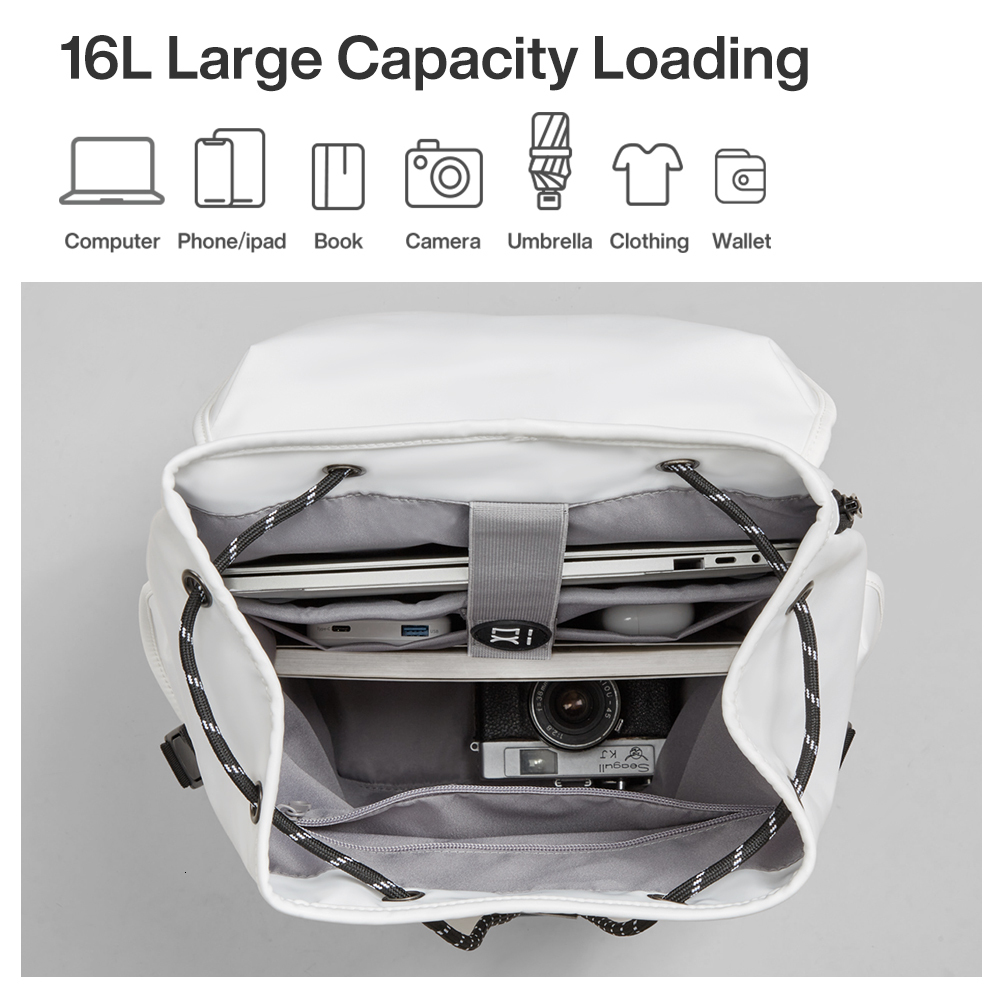 Mixi New 16'' Laptop Backpack Men Waterproof Lightweight Casual Travel School Bags Women Outdoors Rucack 17 Inch White M5228