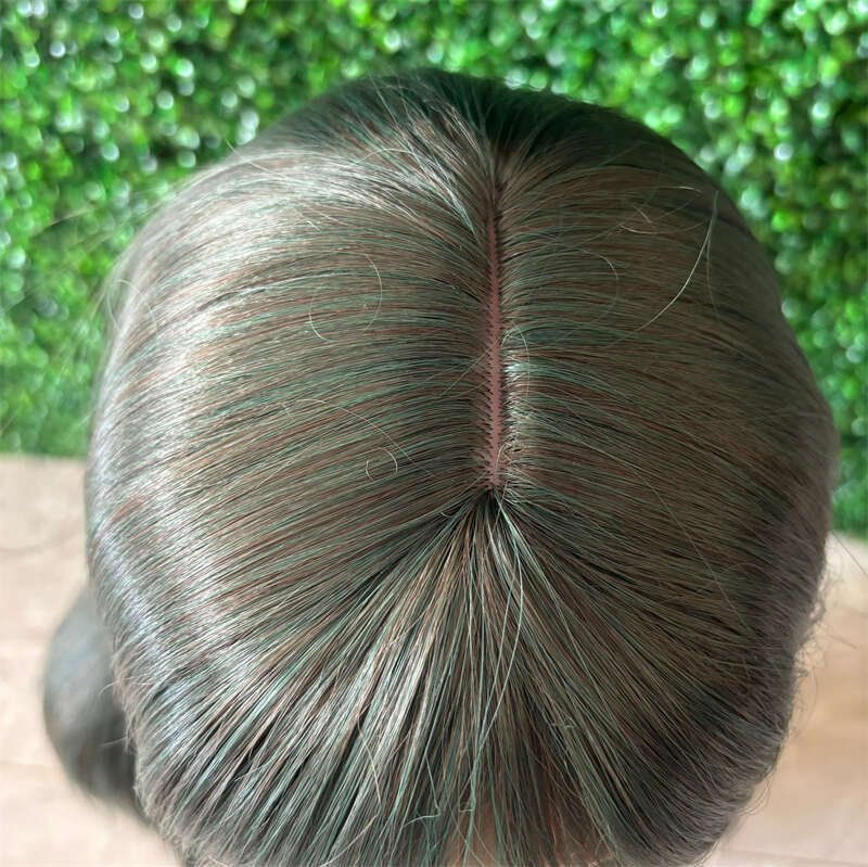 13X4 Ombre Dark Front Straight Synthetic Wig Long Green Colored Hair Lace Frontal Wigs For Women Heat Fiber