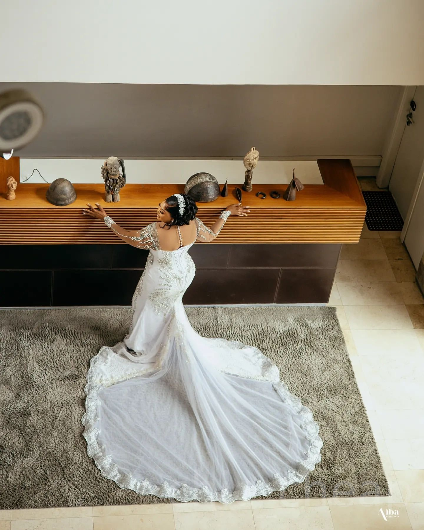 2024 Arabic Aso Ebi Plus Size Ivory Mermaid Wedding Dresses Luxurious Rhinestones Beaded Lace Full Sleeves Bridal Gowns Dress ZJ442