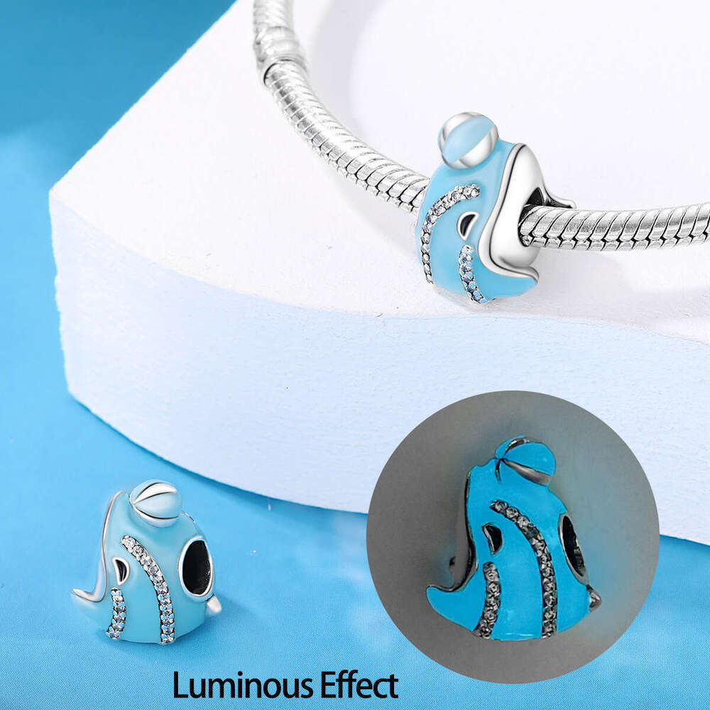 New 925 Sterling Silver Charm Ocean glowing beads octopus starfish dolphin seahorse Beads Fit Charms Silver 925 Original Bracelet DIY Jewelry Making F