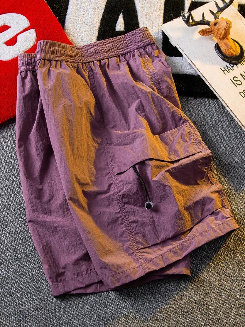Mens Shorts 2024 Summer Fashion Ice Silk Cargo Male Quick-drying Thin Men Beach Solid Color Casual Short Pants K381