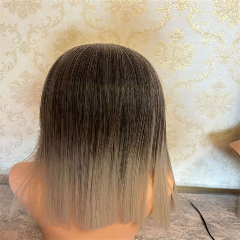 Ash HD Lace Front Wigs Silky Straight Ombre Colored Synthetic For Women Dark Roots Grey White Cosplay Glueless Wig