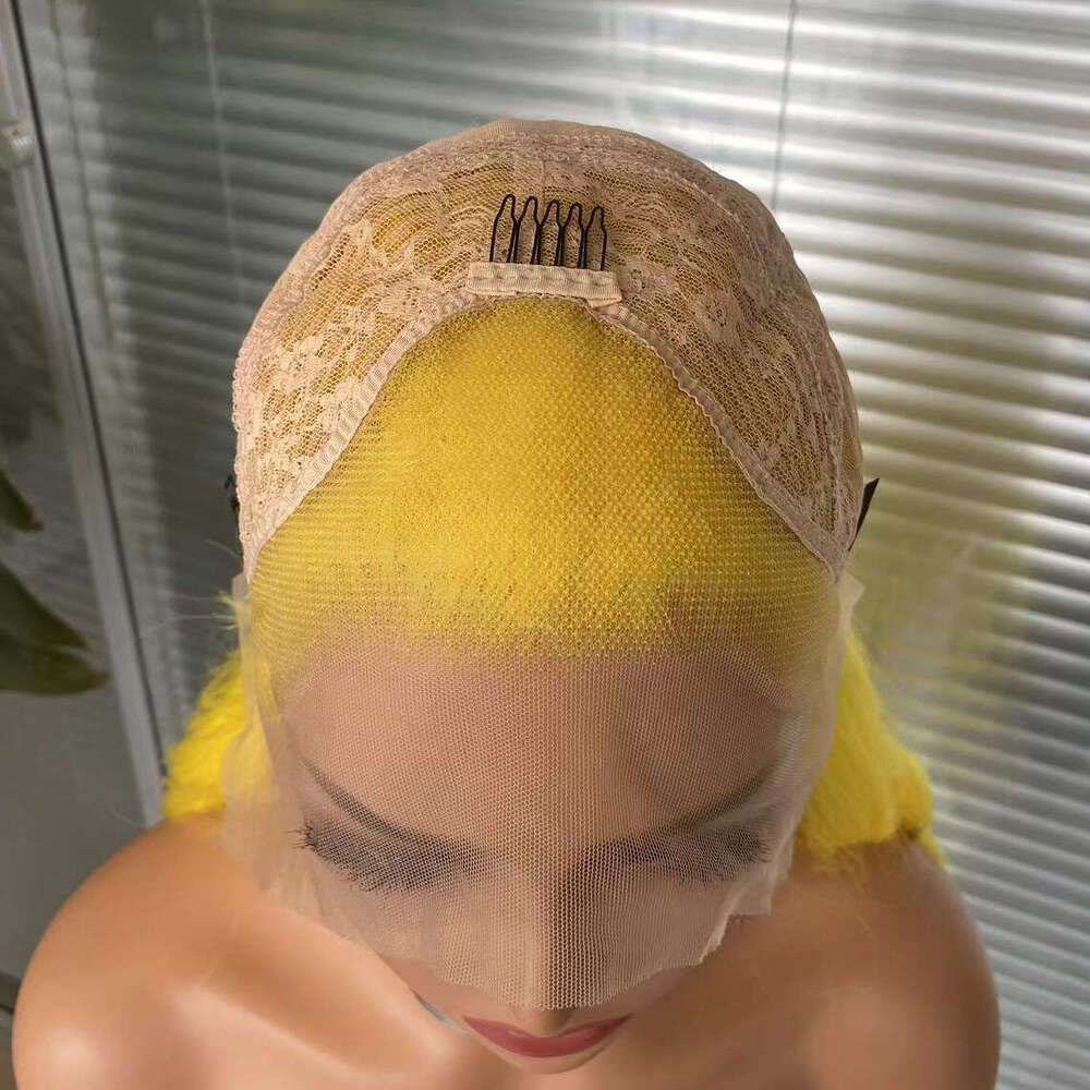 AIMEYA Yellow Wigs Long Wave Lace Front Heat Resistant Synthetic Hair Natural Haire Daily Use Cosplay Wig
