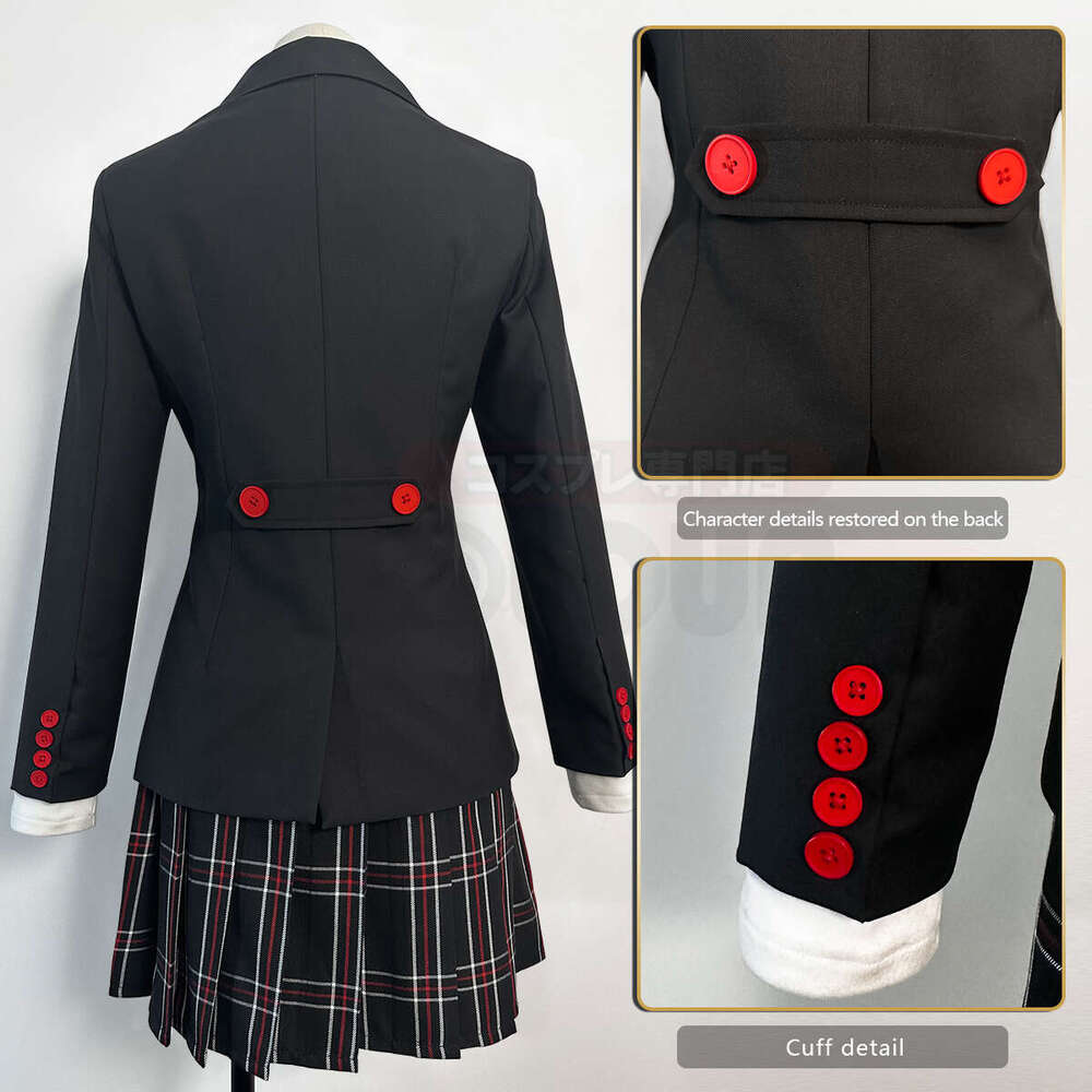 HOLOUN P5 Game Kasumi Yoshizawa Cosplay Costume Wig Uniform Embroidery School Badge Suit Plaid JK Skirt Shirt Rose Net