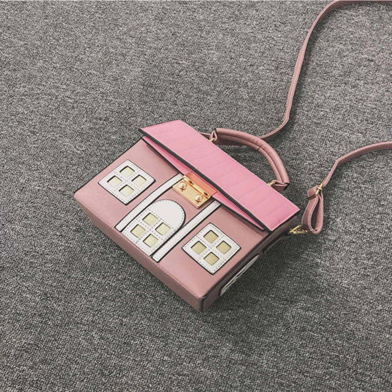 Personalized home shape leather womens handbag fashion creative messenger cross body bag shoulder bag Bolsa Fesmall Na 240912