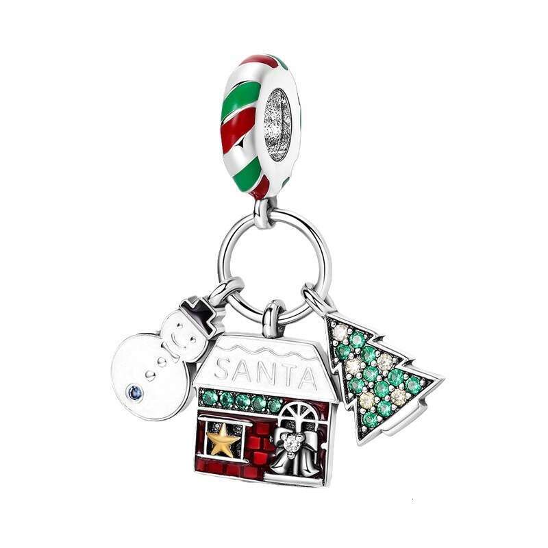 New 925 Sterling Silver Charm Snowman Christmas Tree Pendant beads Fit Charms Silver 925 Original Bracelet DIY Jewelry Making For women Gifts