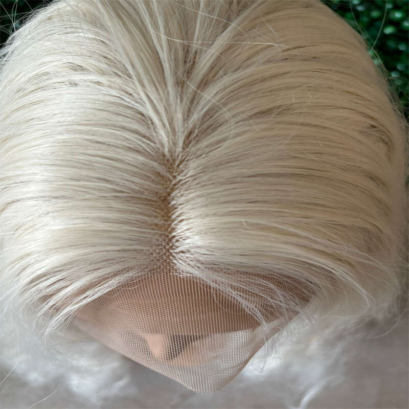 Soft Preplucked Ash Blonde White 26Inch 180 Density Straight Lace Front Wig Synthetic With Baby Hair Glueless Daily Wear Wigs
