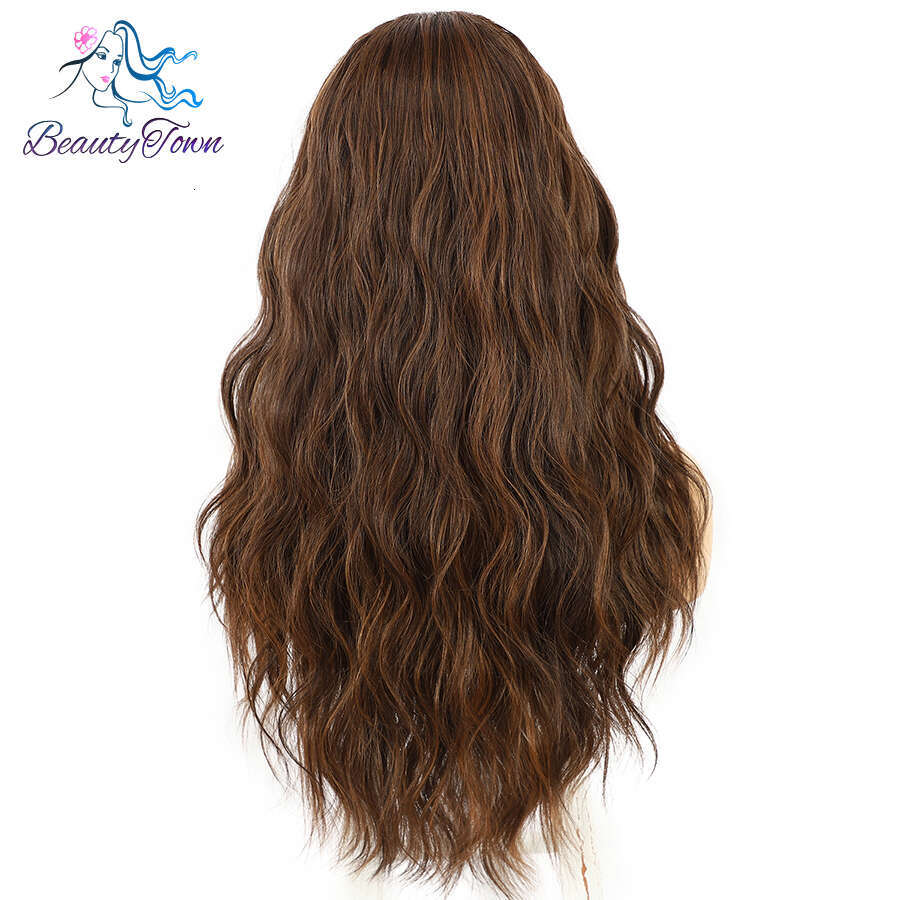 Highlight Honey Blonde Synthetic Headband Daily Wedding Cosplay 26 Inches Long Brown Water Wave Wig 2 Free Bands Gifts