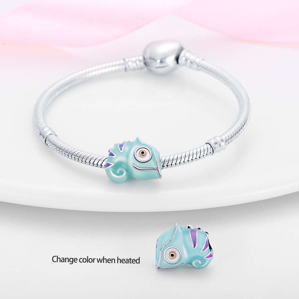 New 925 Sterling Silver Charm Colorful chameleon bead Fit Charms Silver 925 Original Bracelet DIY Jewelry Making For women Gifts