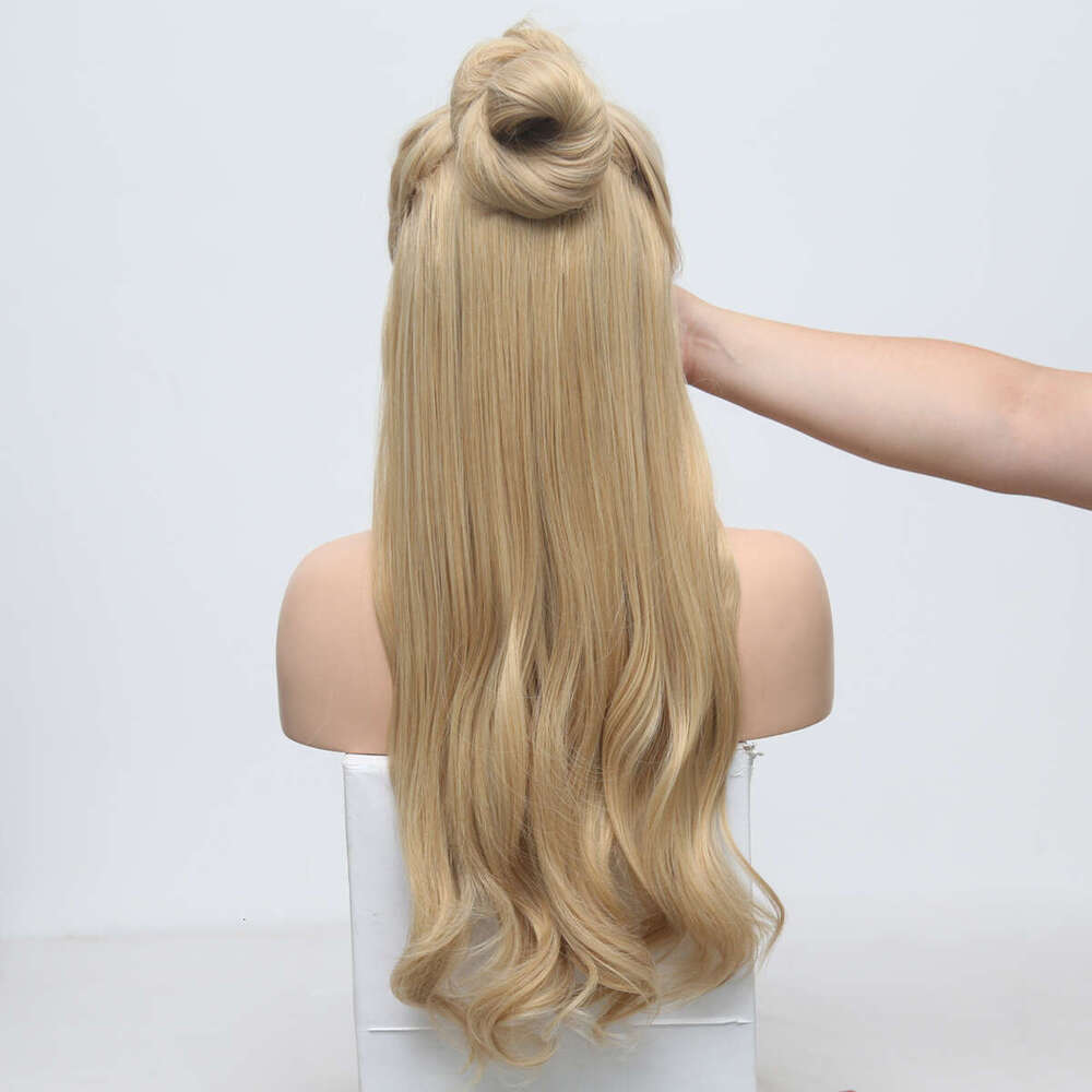AIMEYA Honey Blonde Front Wigs Long Wave Synthetic Lace Natural Haire Wig Heat Resistant Daily Use
