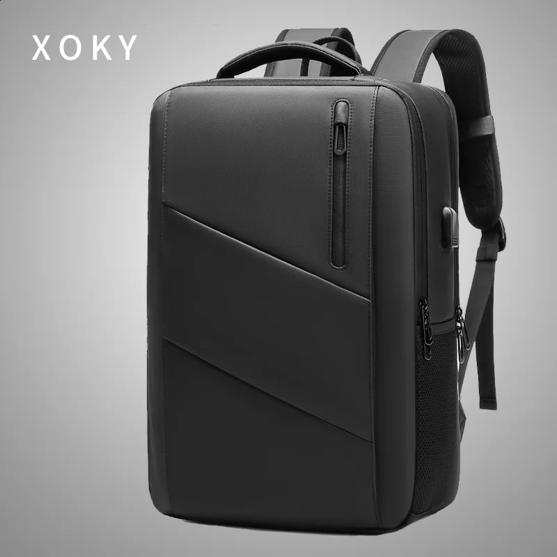 XOKY Business School Expandable USB Bag Fashion Large Capacity Laptop Waterproof Travel Backpack 2101 240913 7c28 4