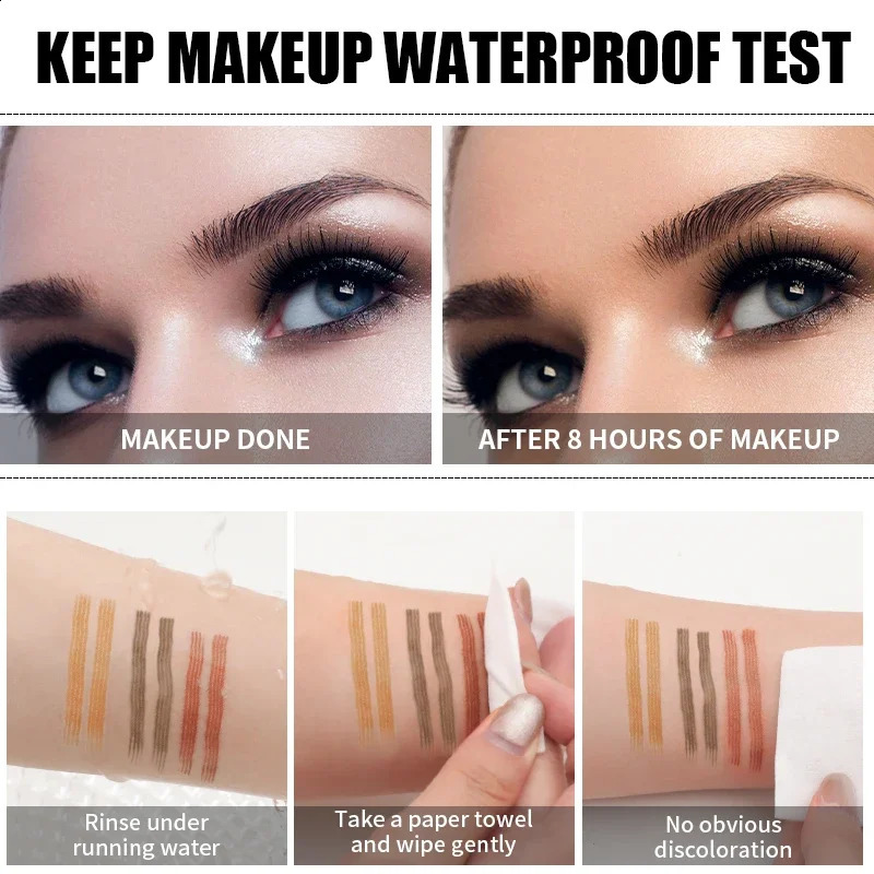 QIC Four-Jaw Ultra-Fine Liquid Eyebrow Tattoo Pencil Waterproof And Sweat-Proof Dark Brown Liquid Brow Pen Makeup Cosmetics 240914