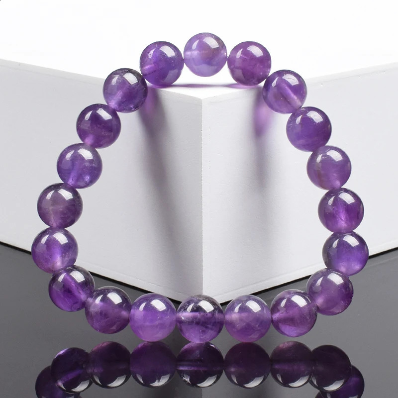 Natural Amethyst Bracelet High Quality Stone Bead Men Real Original Purple Reiki Crystal Quartz Jewelry 240906
