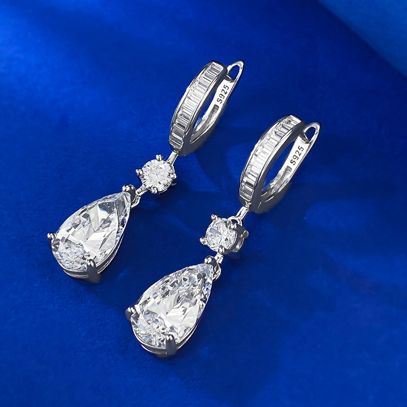 Stunning Sterg Sier Dangle Earrings with Water Drop Moissanite: Perfect Gift for Women