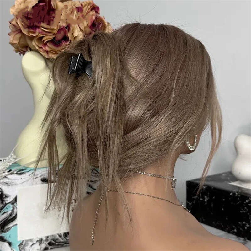 Ombre Long Straight Synthetic Front Wig Glueless Brunette Hair Chocolate Brown Lace Wigs For Women Party Cosplay
