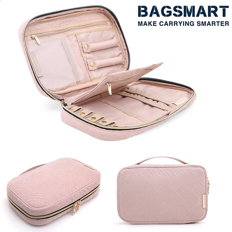 BAGSMART Jewelry Organizer Case for Women Waterproof Travel Jewelry Storage Bag for Necklace Earrings Rings Bracelet Holder 240904