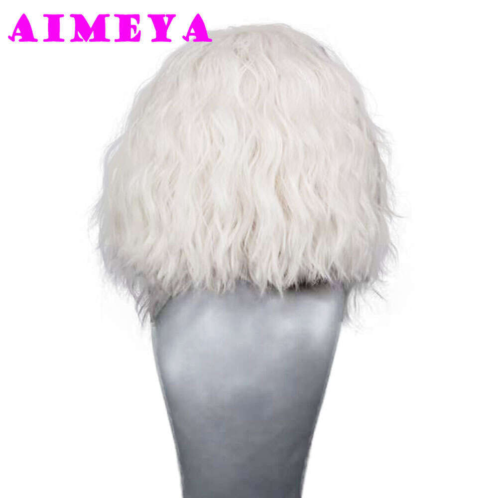AIMEYA Platinum Blonde Short Bob Wig Loose Curly Lace Front Wigs For Women Free Part Heat Resistant Natural Haire Cosplay