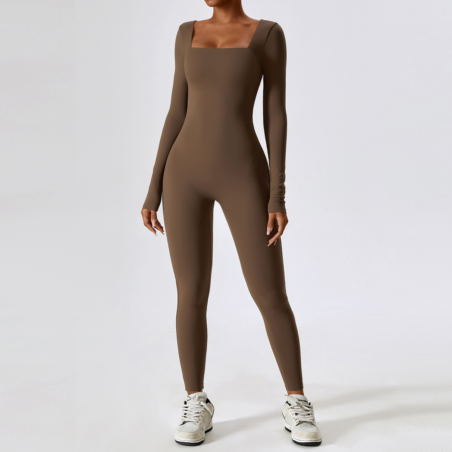 Gym Workout Yoga Clothes Dance Fiess Long Sleeved One Piece Sports Jumpsuit Sexy Tight Boilersuit Women Tracuit