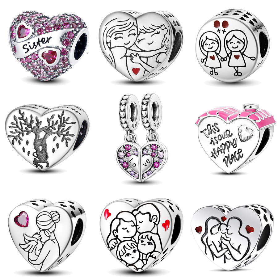 New 925 Sterling Silver Friendship Series Love Pendant Charms DIY Bead Bracelet Necklace For women