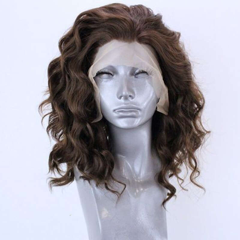 AIMEYA Dark Brown Body Wave Synthetic Lace Front For Women Free Part Cosplay Colorful Wigs