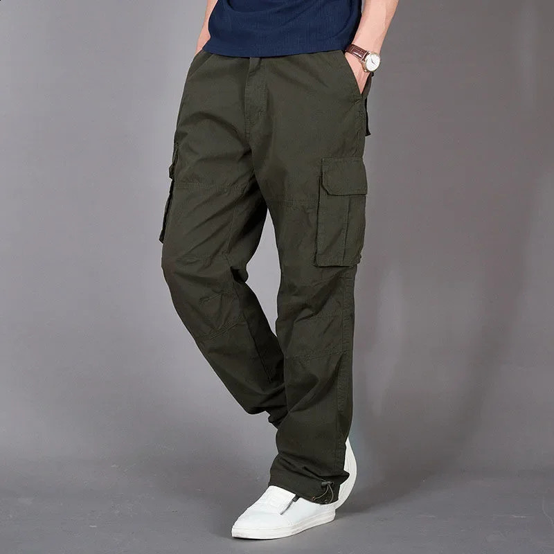 Men Cotton Cargo Pants Function Pants Army Green Mens Casual Outdoor Sports Trousers Y2K Clothing Spring Autumn 240911