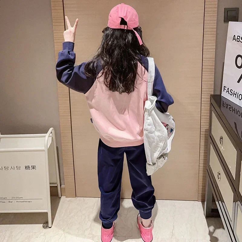 Spring Atumn Girl Comparison Cartoon HoodieSports Pants Set School Childrens Track and Field Clothing Student Jogging Set Childrens Clothing 5 7 9 11 