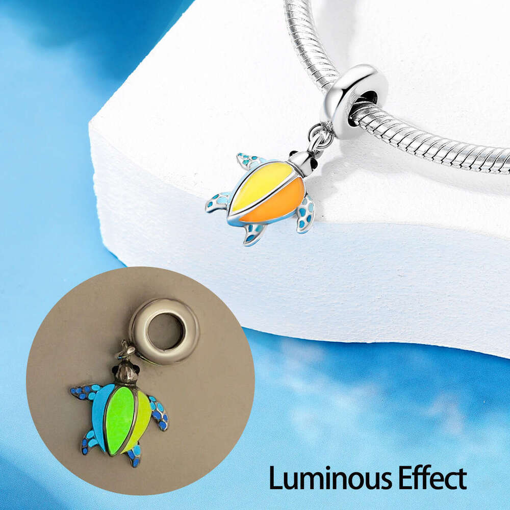 New 925 Sterling Silver Charm Ocean glowing beads octopus starfish dolphin seahorse Beads Fit Charms Silver 925 Original Bracelet DIY Jewelry Making F