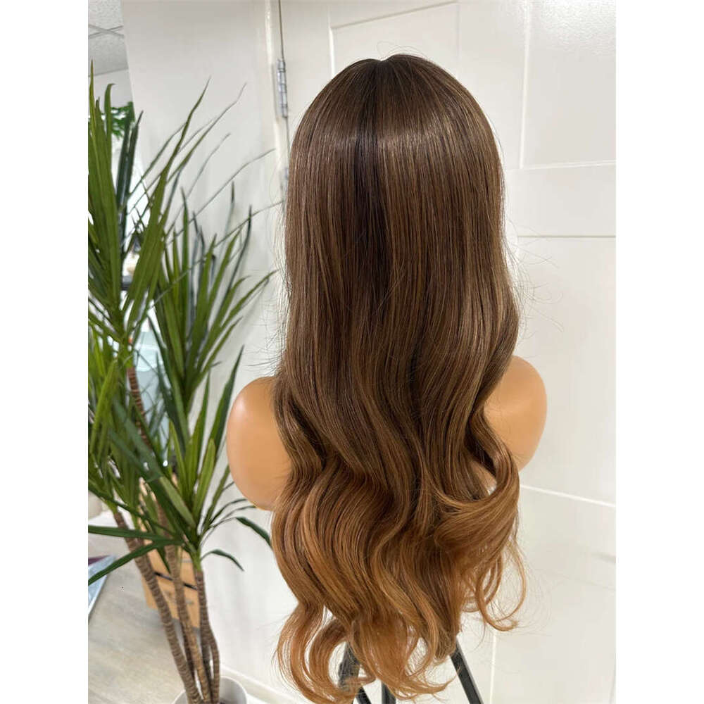 Wave Chocolate Brown Synthetic HD Front Wig Loose Wavy Long Hair With Bangs Fiber Lace Wigs For Women Daily Use
