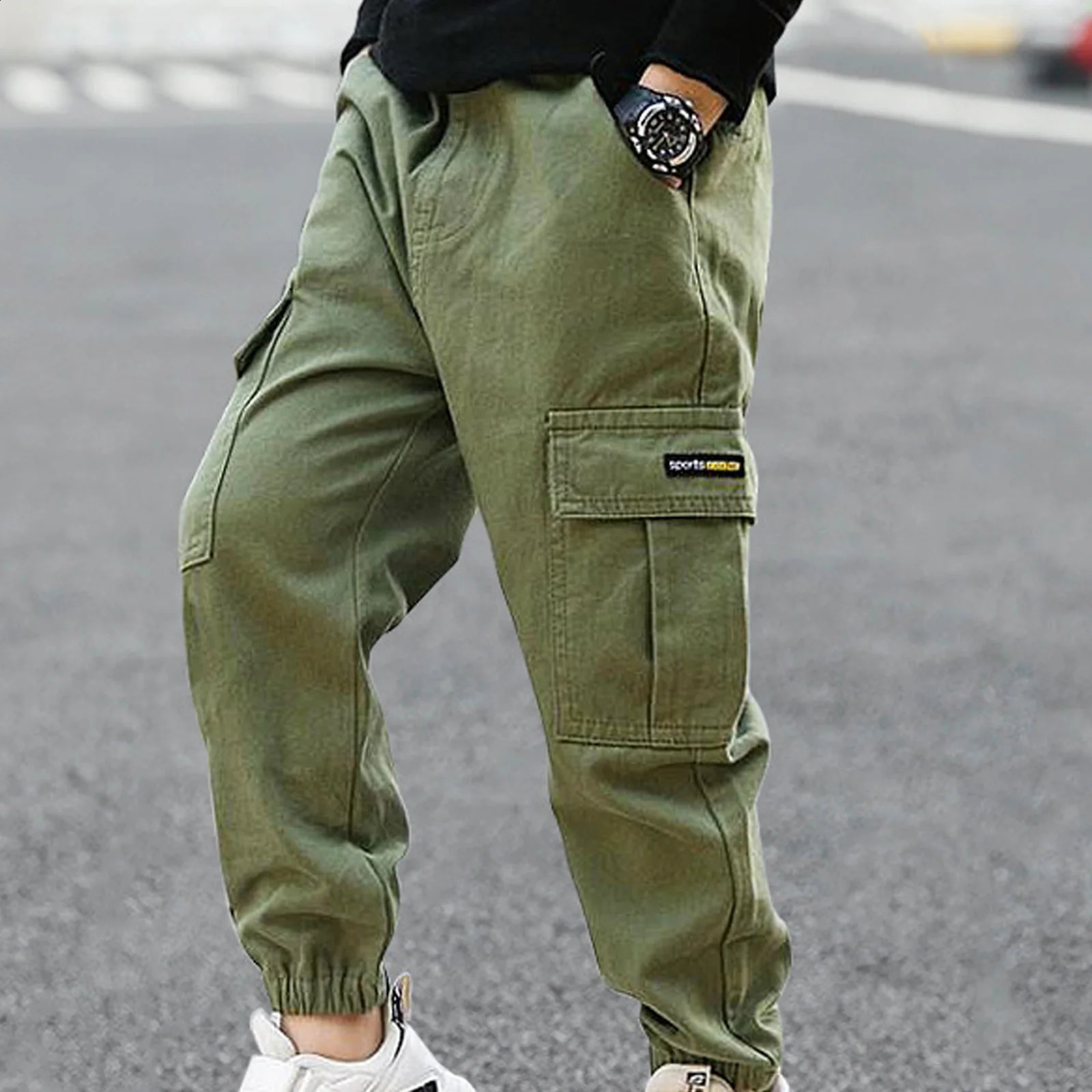 Kids Boys Sports Pants Fashion Pure Color Casual Cargo Pants For Teenage Boys Jogger Pants Children Trousers 6 8 10 12 14 Year 240906