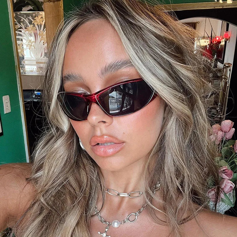 Y2k Goggle Sports Sunglasses Driving shades For Men Trendy Steampunk Trendy Shield Wrap Around Sunglasses Women TR9 240906