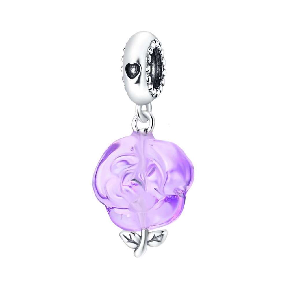 New 925 Sterling Silver Charm Glass Rose Pendant beads Fit Charms Silver 925 Original Bracelet DIY Jewelry Making For women Gifts