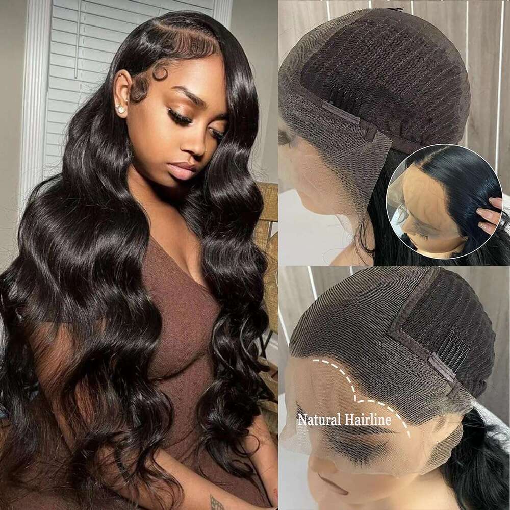 AIMEYA 13X6 Front With Baby Black Long Body Wave Lace Wig Heat Resistant Synthetic Hair Daily Use Natural Looking