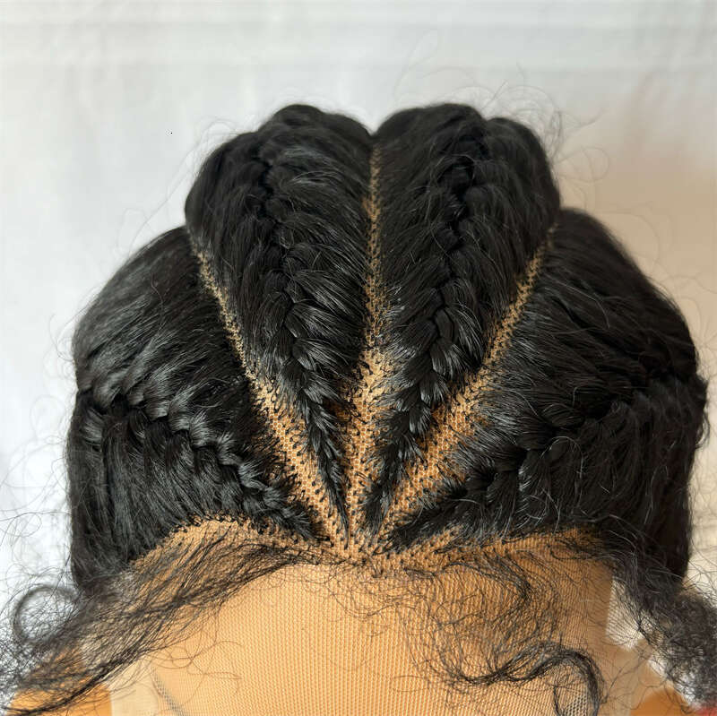 30 Inches Long Synthetic Braided Wigs Lace Front Dutch Four Cornrow Braids Wig With Baby Hair For Black Women
