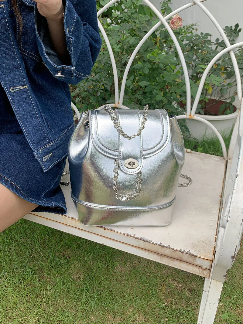 Nicheautuumn/winter mini tweed style chain shoulder bag for women Ins blog master student oil wax leather shoulder bag from South Korea 240912