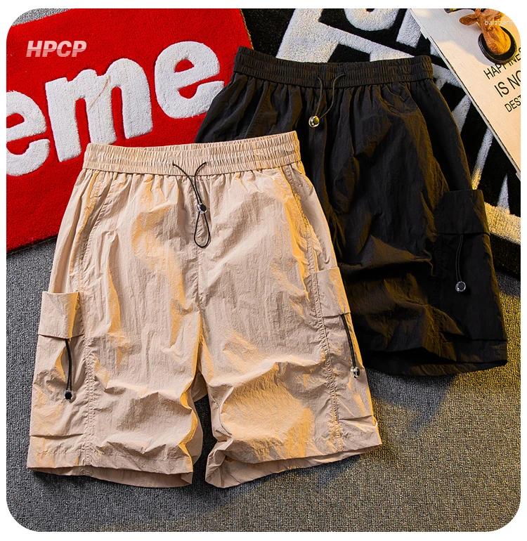 Mens Shorts 2024 Summer Fashion Ice Silk Cargo Male Quick-drying Thin Men Beach Solid Color Casual Short Pants K381