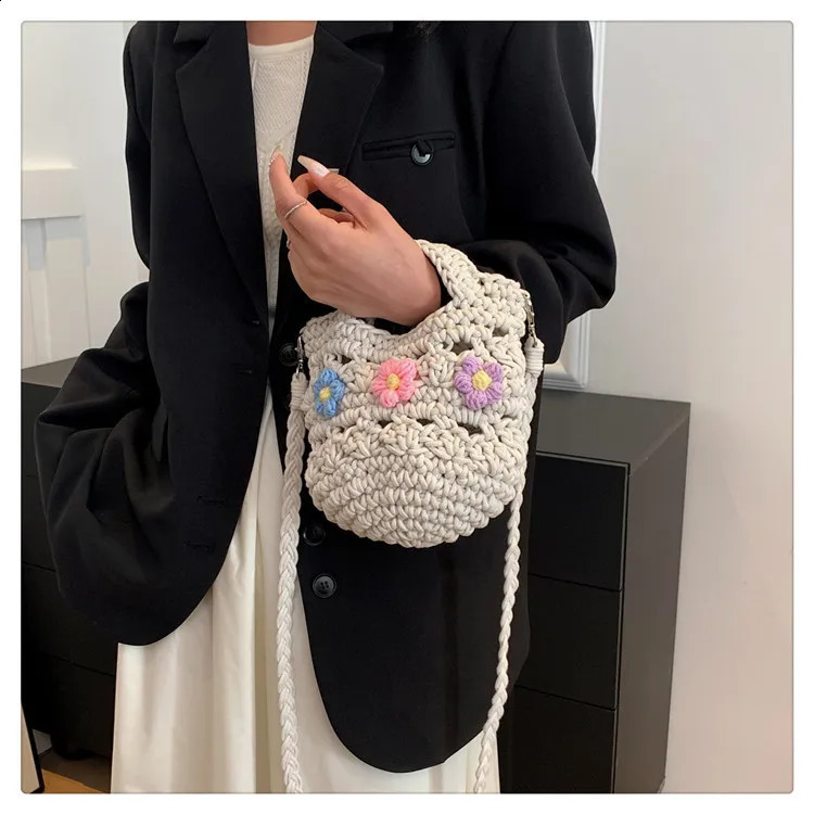 YOUDEYISI Summer Womens Bag Cute Forest Flower Portable Messenger Cotton Rope Hook Weaving 240913