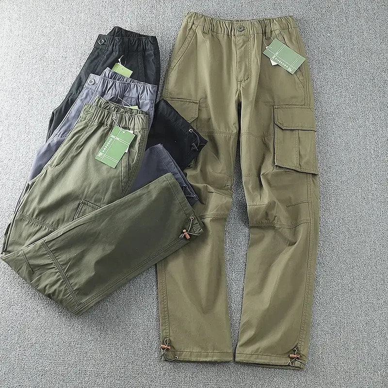 Men Cotton Cargo Pants Function Pants Army Green Mens Casual Outdoor Sports Trousers Y2K Clothing Spring Autumn 240911