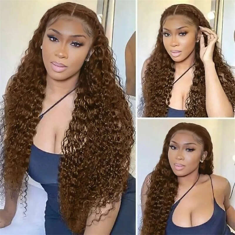 26 Inch Long Kinky Curly 180% Density Blonde Brown HD Lace Front Wig For Black Women Baby Hair Glueless Synthetic Preplucked