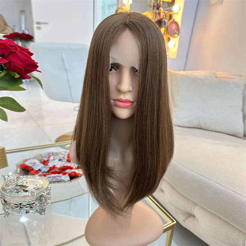 Brown Highlight Synthetic Lace Front Short Bob Wigs 13X4 Colored Straight Glueless Dark Roots Blonde Wig For Women Daily Use