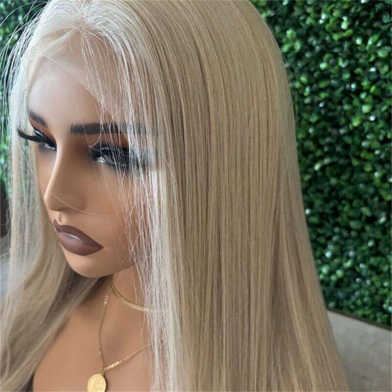 Pre Plucked Lace Front Ash Ombre White Blonde 180 Density Haire Soft Wigs For Women Synthetic Hair Wig