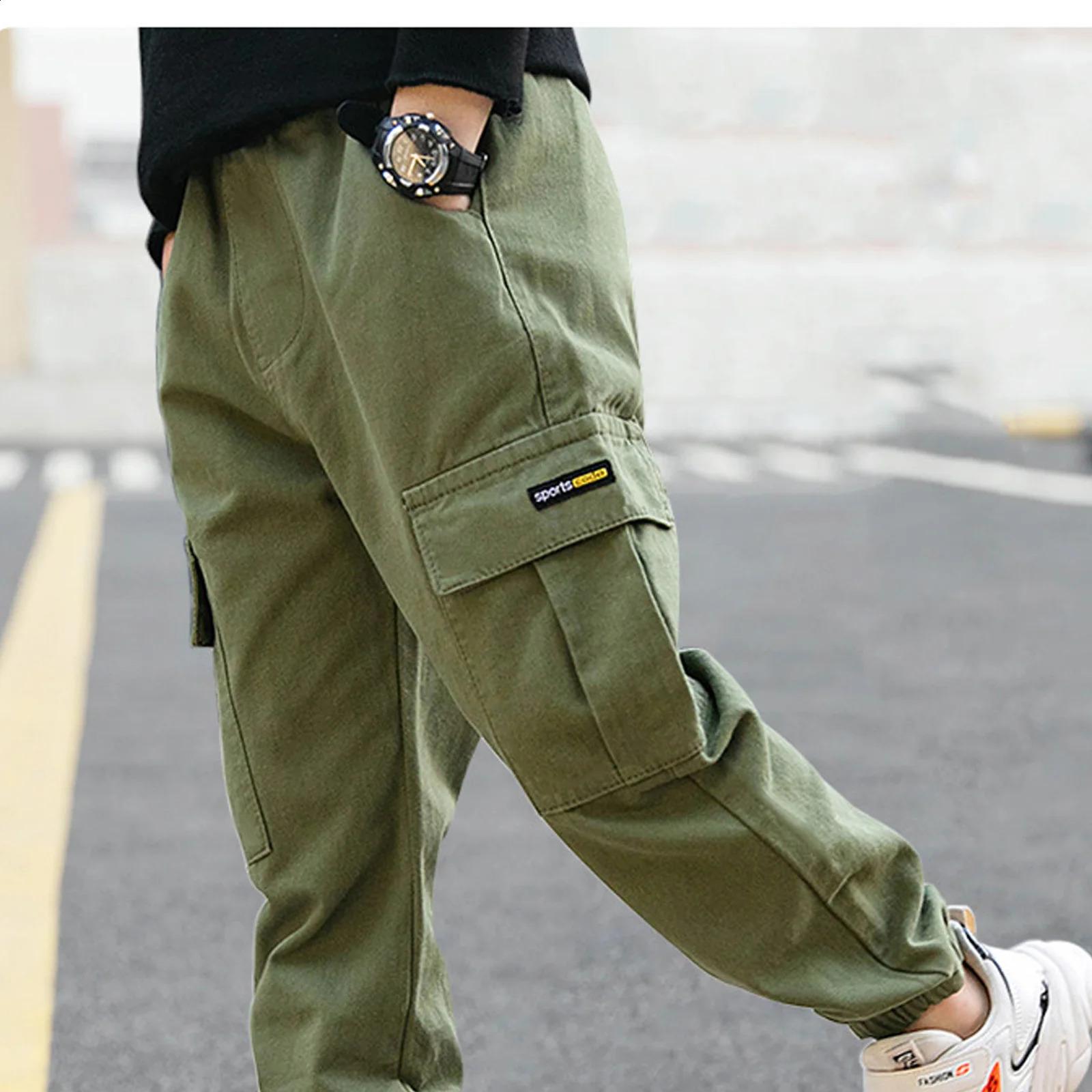 Kids Boys Sports Pants Fashion Pure Color Casual Cargo Pants For Teenage Boys Jogger Pants Children Trousers 6 8 10 12 14 Year 240906