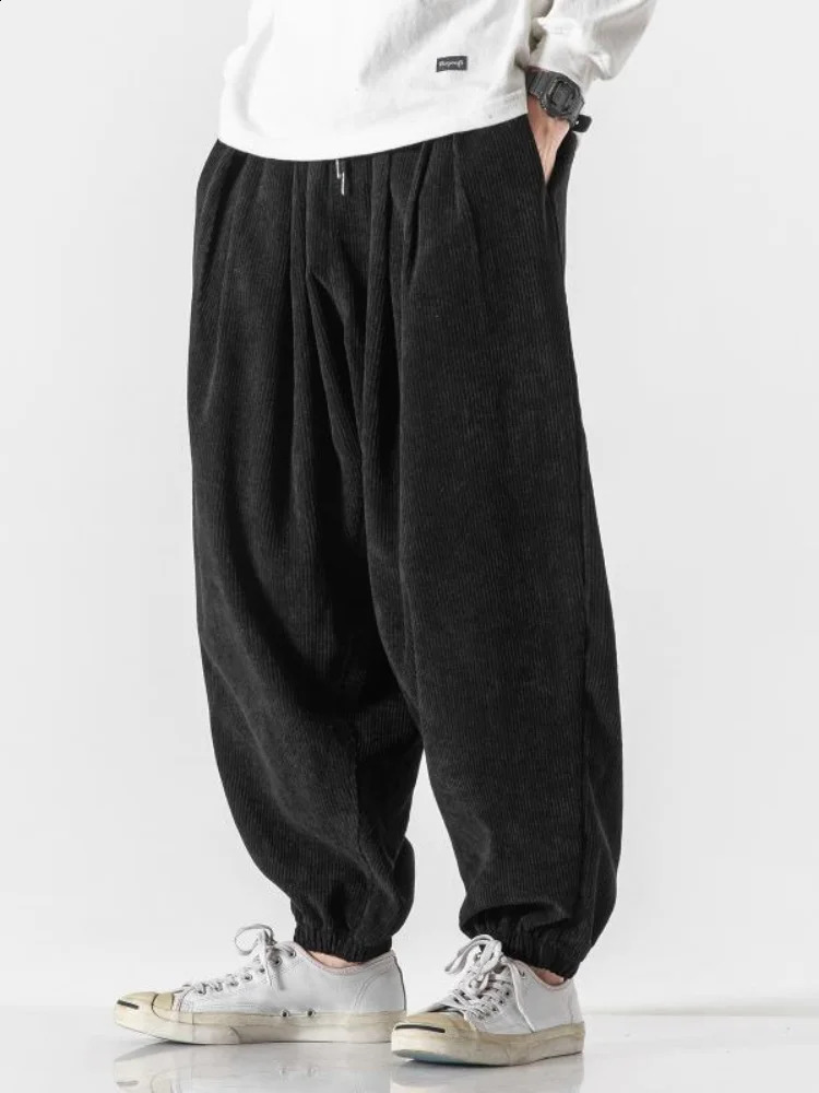 Y2k Corduroy Wide Sweatpants Men Jogging Casual Sport Pants Big Size Oversize Baggy Work Harem Male Trousers Ankle-length 240911