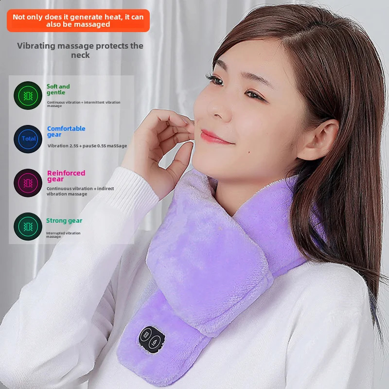 Charging Heating Mens and Womens Winter Scarf Shawl Foreign Trade Intelligent Heating Solid Color Vibration Massage Neck Warme 240909