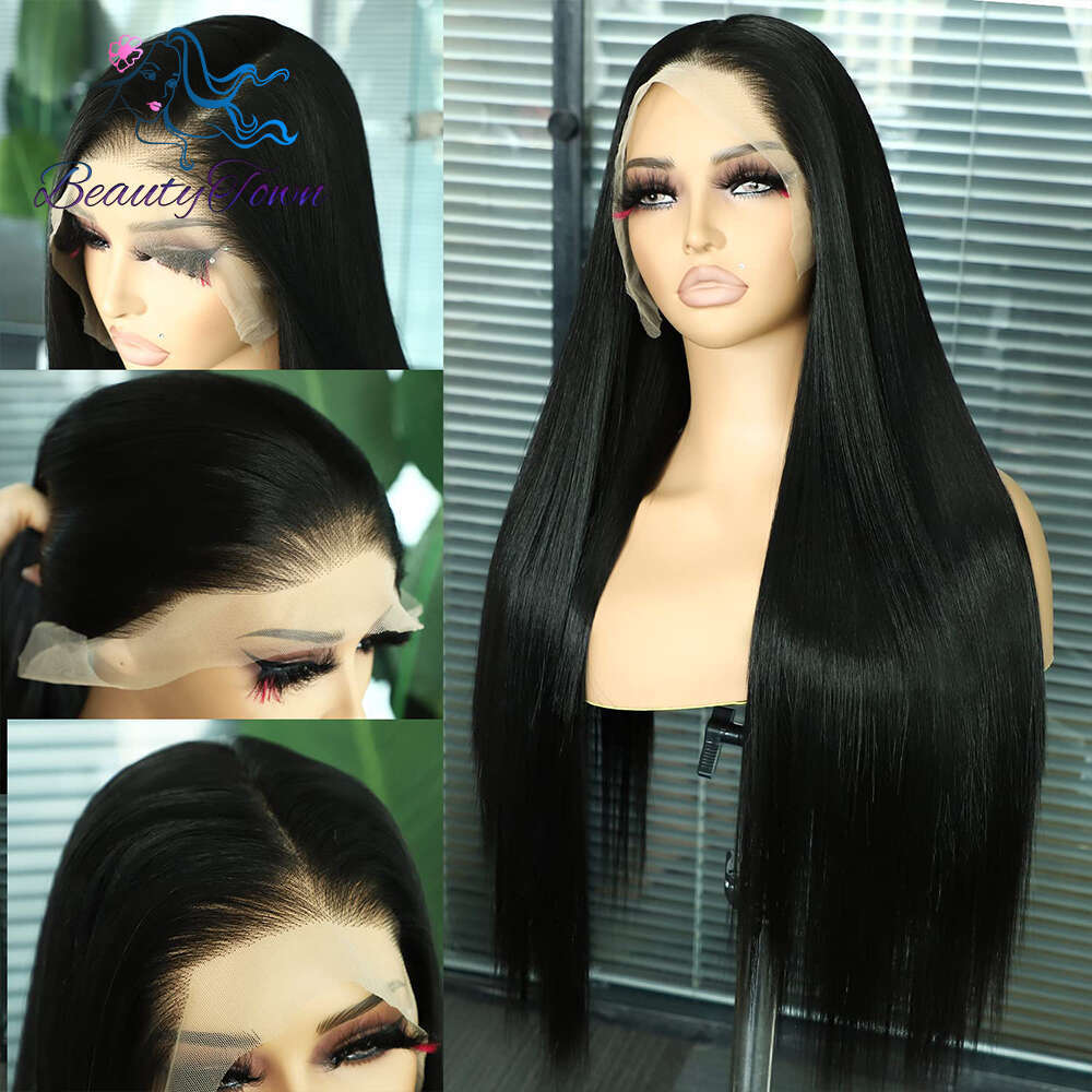 32Inch 13X6 Synthetic Front Bone Straight For Women HD Transparent Lace Cosplay Daily Wig Heat Resistant Fiber