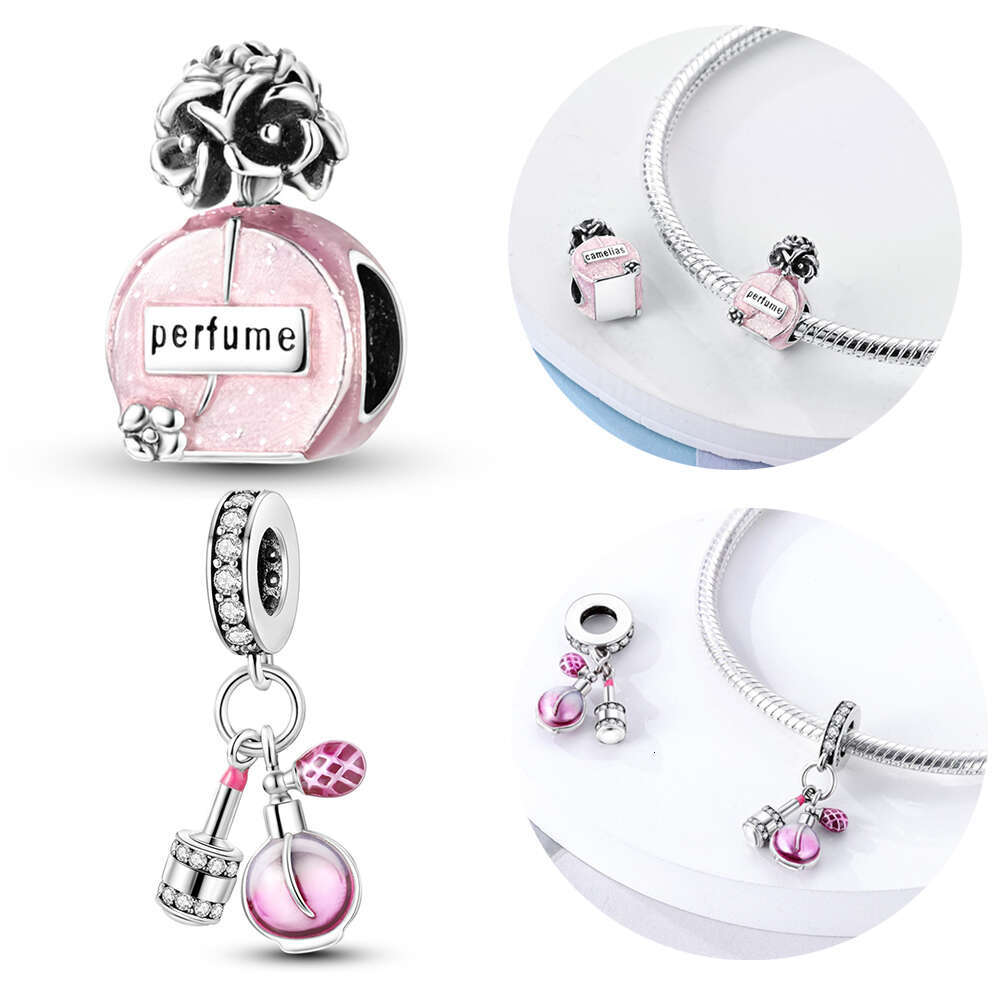 925 Hot Sale Sterling Silver Pink Series Charms Beads Fit Original Bracelet For Women Jewelry Making Gift