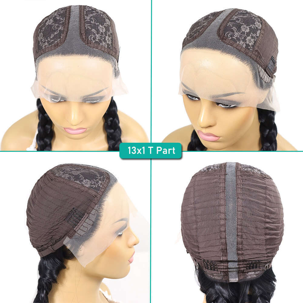 Black Wigs For Women Synthetic Double Dutch Box Braid With Baby Hair Middle Part Lace Front Braided Wig