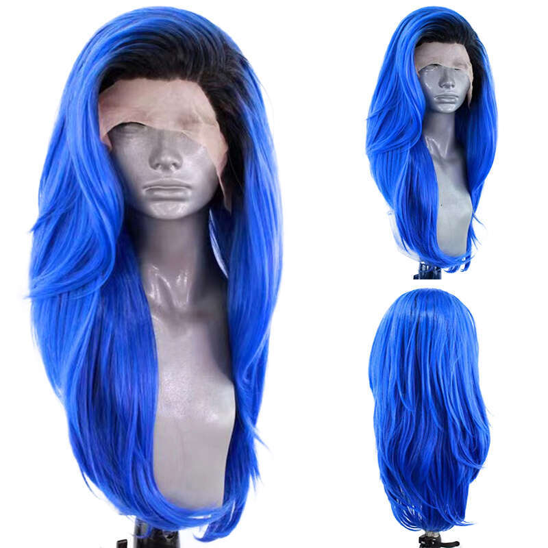AIMEYA Blue Heat Resistant 13X4 Synthetic Lace Front Wig Long Natural Wave Ombre Pink Wigs Daily Use Cosplay Hair