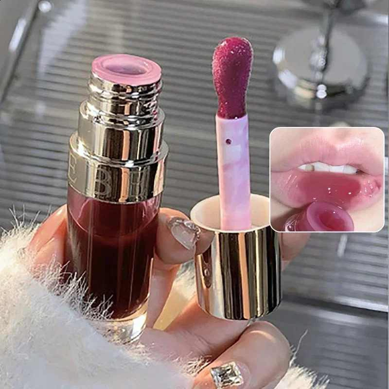 Jelly Violet Glass Lip Oil Moisturizing Transparent Plumper Gloss Makeup Nutritious Liquid Lipstick Big Brush Care 240911