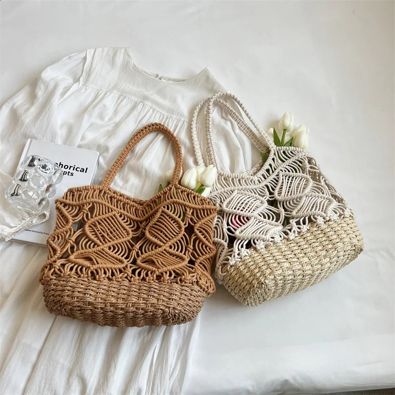 Summer Straw Bag Womens Beach Handbag Travel Shopping Leisure Vacation Style Shoulder 240913