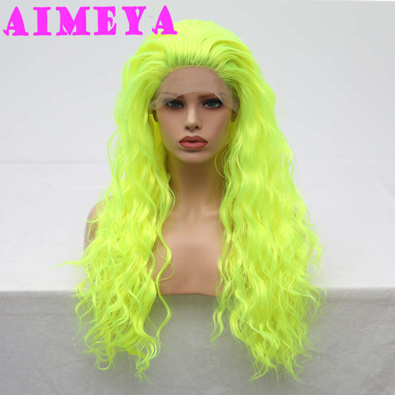 AIMEYA Hot Red Loose Curly Long Synthetic Lace Front Wigs Natural Wave Hair Daily Use Cosplay Wig Heat Resistant Fiber